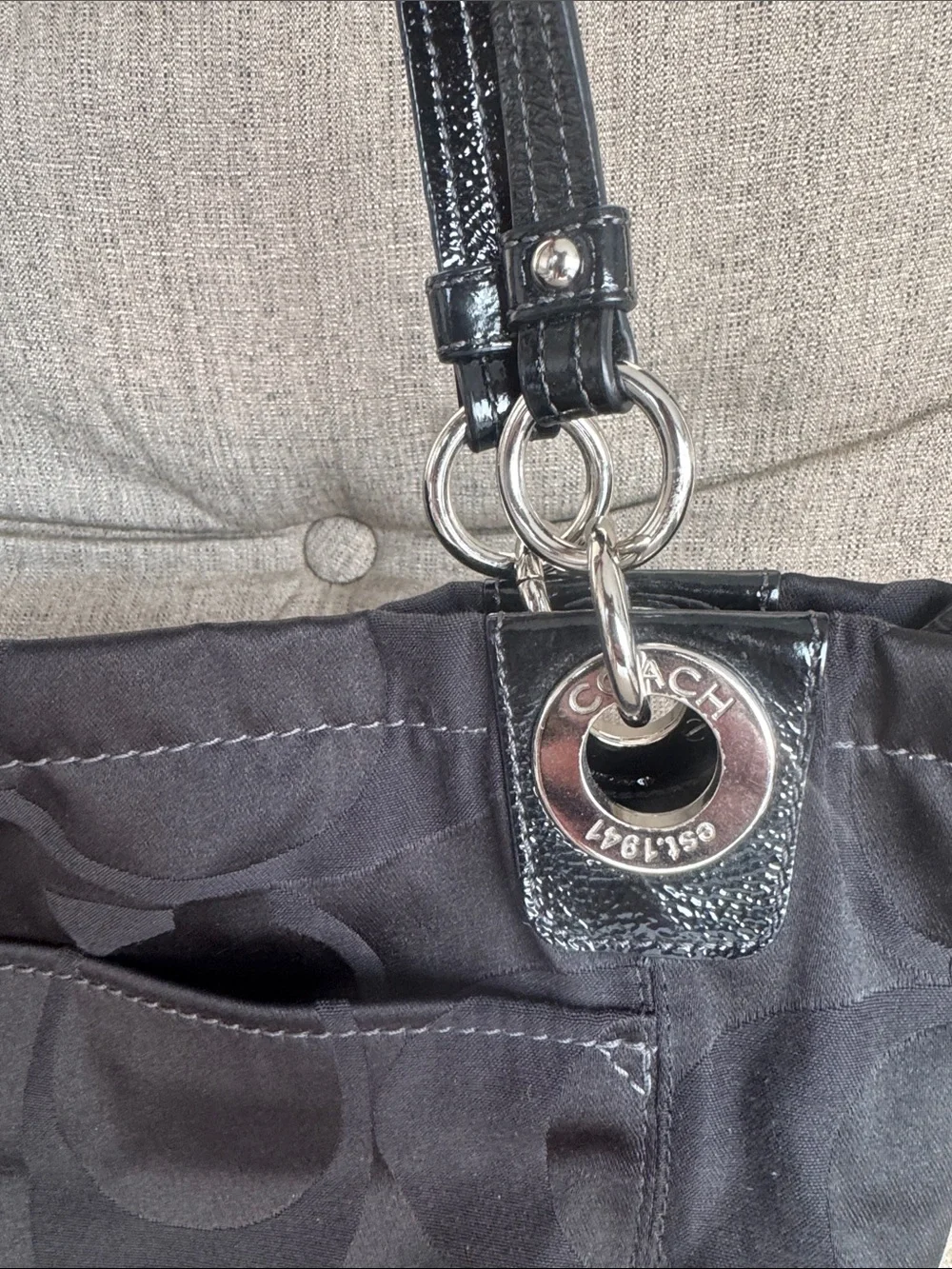 Coach Black Signature Shoulder Tote